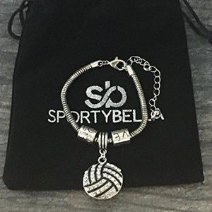 Volleyball Rhinestone Charm Bracelet